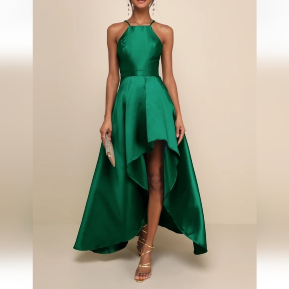 NWOT Lulus Broadway Show Emerald Green High-Low Gown Size S - Picture 1 of 11